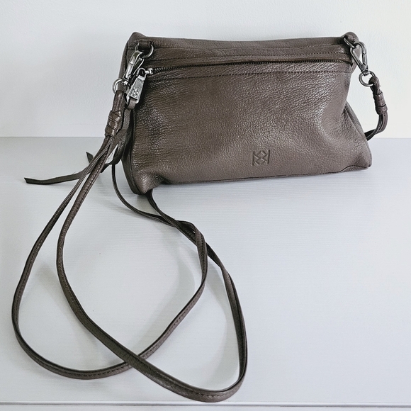 Christopher Kon Brown Leather Studded Double Strap Crossbody/Clutch Bag - Picture 5 of 15